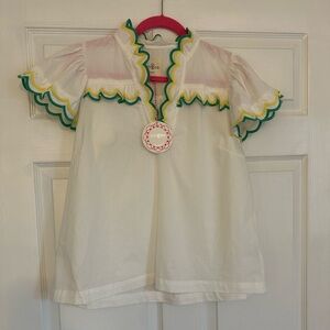 Umgee White Top w/ Green & Yellow Trim - M - NWT